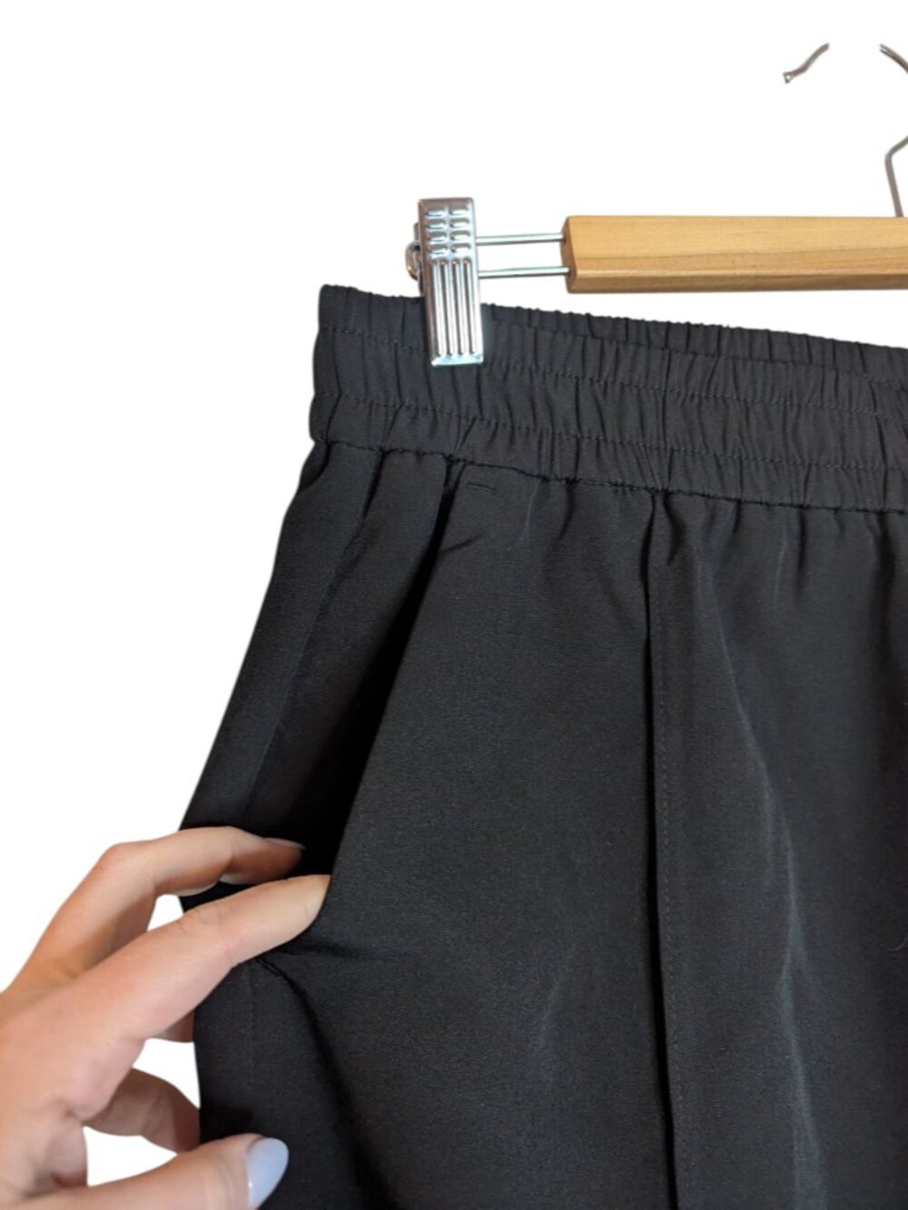 Halara Dress Pants Womens Large Black Wide Leg High Waist Pockets Zipper Pull on - Picture 6 of 8